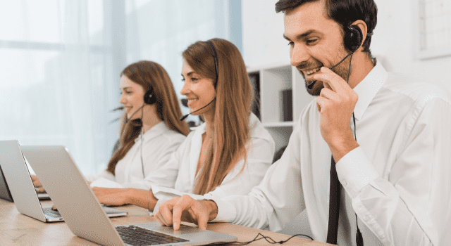 people working call center